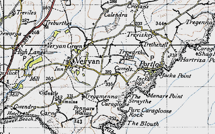 Old map of Trewartha in 1946