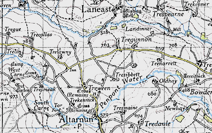 Old map of Treween in 1946