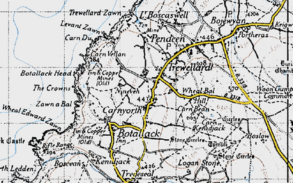 Old map of Trewellard in 1946