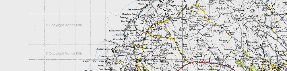 Old map of Trewellard in 1946