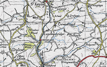 Old map of Trewidland in 1946