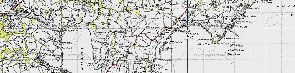 Old map of Lanhoose in 1946