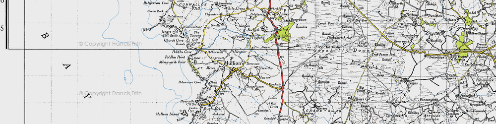 Old map of Bochym Manor in 1946