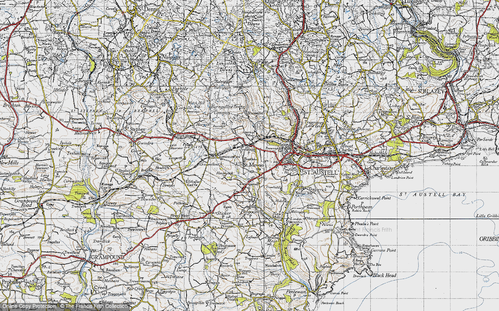 Old Map of Historic Map covering Bosithow Barn in 1946