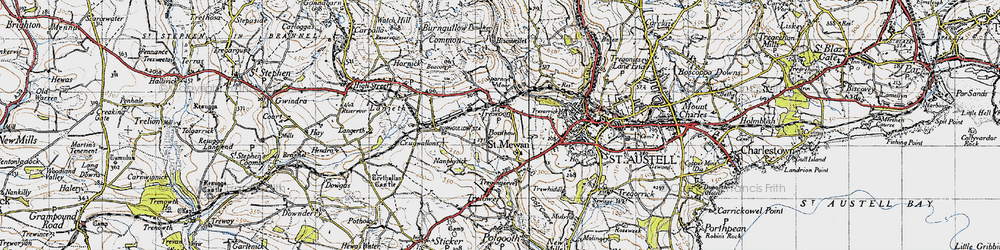 Old map of Bosithow Barn in 1946