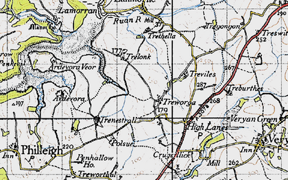 Old map of Treviles in 1946