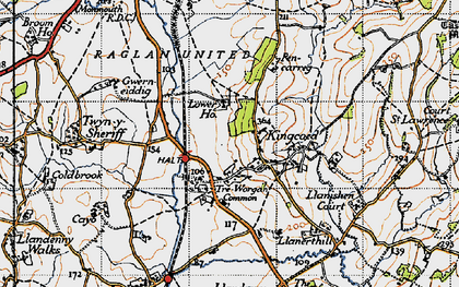 Old map of Treworgan Common in 1946