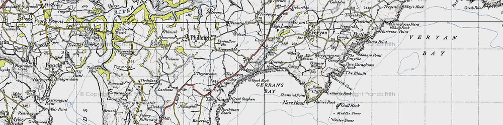 Old map of Treworlas in 1946