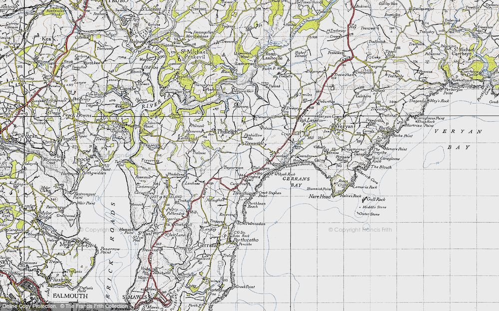 Old Map of Historic Map covering Treluggan in 1946