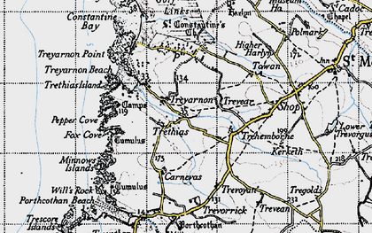 Old map of Treyarnon in 1946