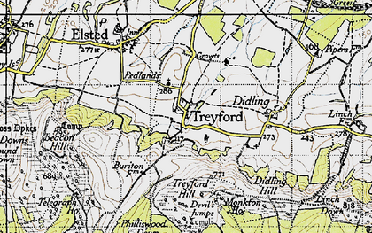 Old map of Treyford Hill in 1945