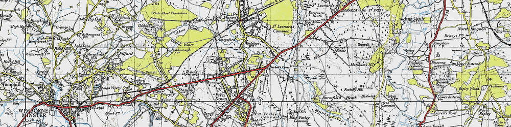 Old map of Trickett's Cross in 1940