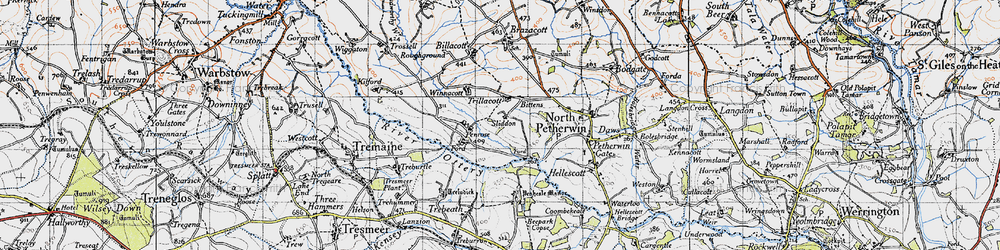 Old map of Trillacott in 1946
