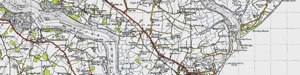 Old map of Trimley St Martin in 1946