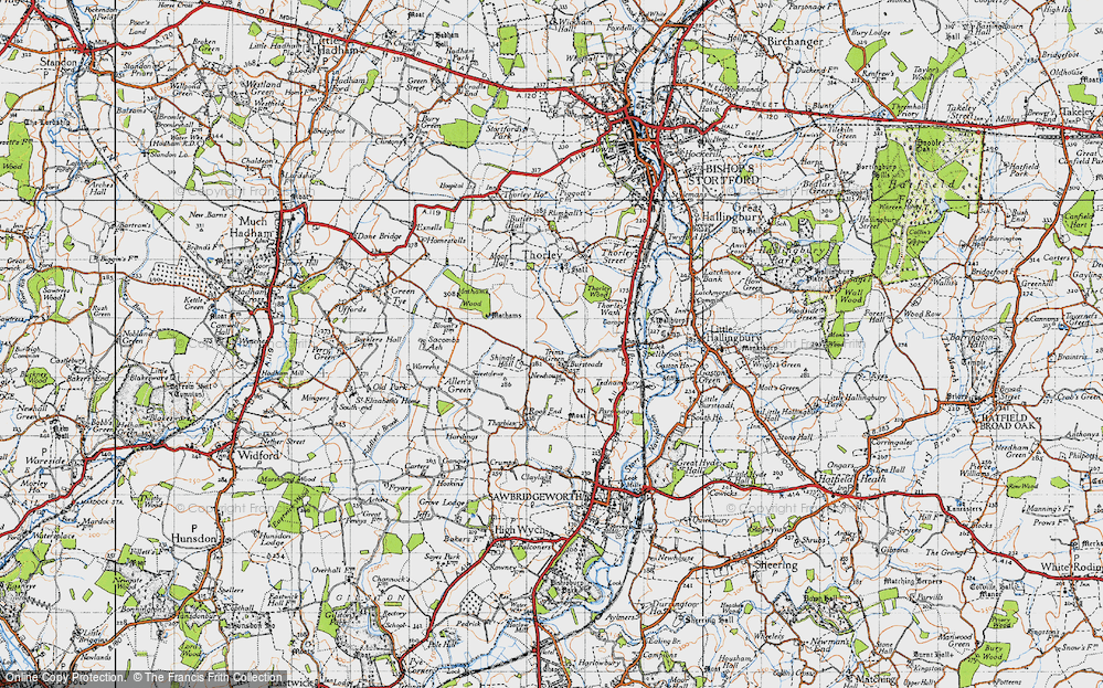 Old Map of Historic Map covering Bursteads in 1946