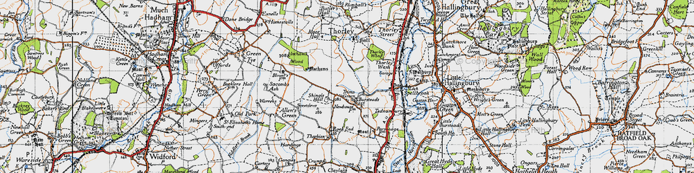 Old map of Bursteads in 1946