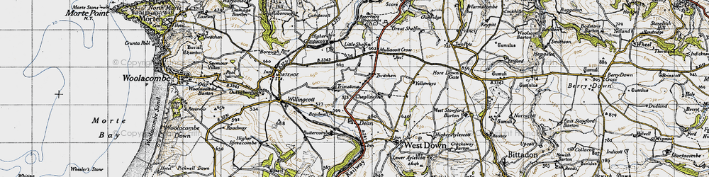 Old map of Trimstone in 1946