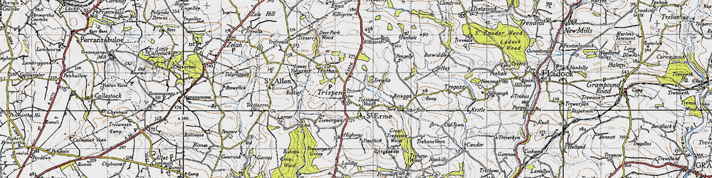Old map of Trispen in 1946
