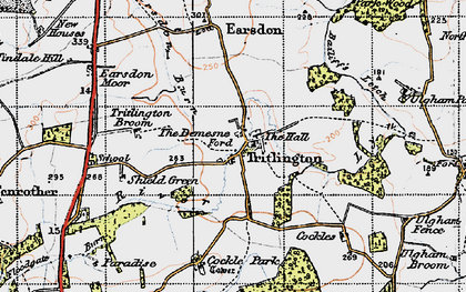 Old map of Tritlington in 1947