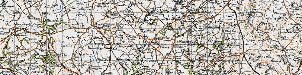 Old map of Troedyraur in 1947
