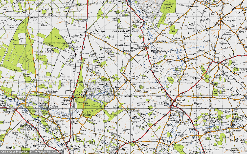 Old Map of Historic Map covering Black Hill in 1946