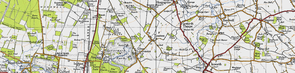 Old map of Troston in 1946