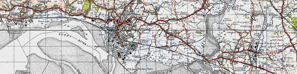 Old map of Trostre in 1947