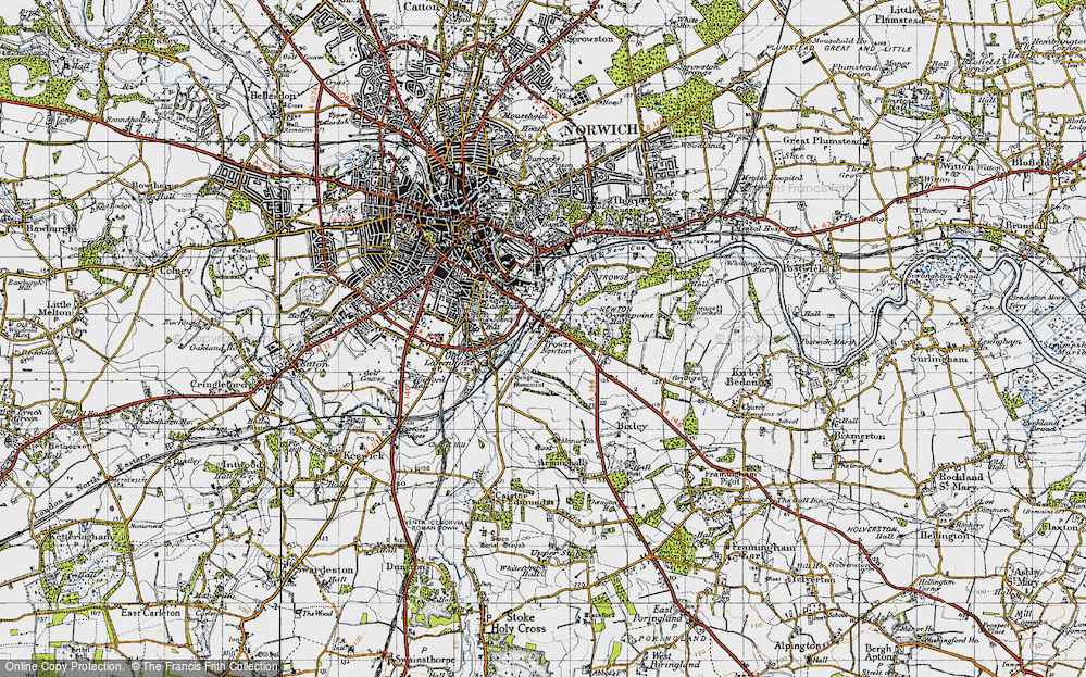 Old Map of Trowse Newton, 1945 in 1945