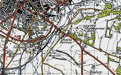Old map of Trowse Newton in 1945