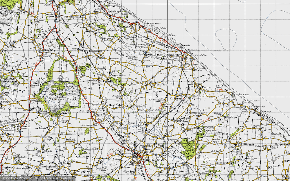 Old Map of Trunch, 1945 in 1945