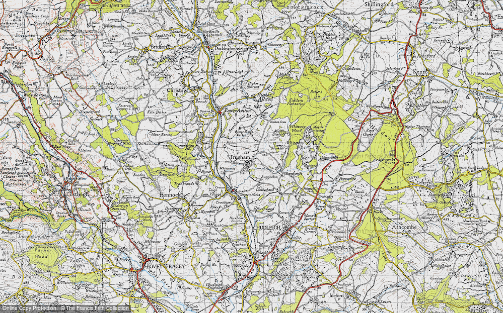Old Map of Historic Map covering Beardon Hill in 1946