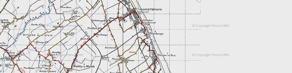 Old map of Trusthorpe in 1946