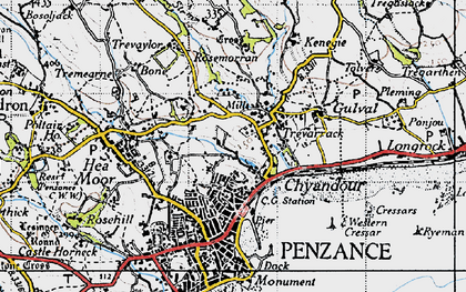 Old map of Trythogga in 1946