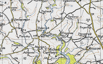 Old map of Tubbs Mill in 1946