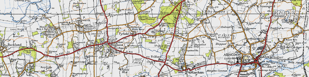 Old map of Tubney in 1947