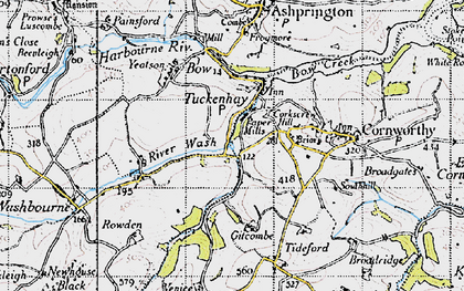 Old map of Tuckenhay in 1946