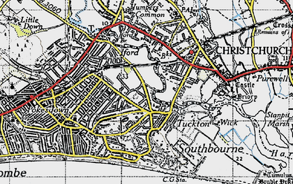 Old map of Tuckton in 1940