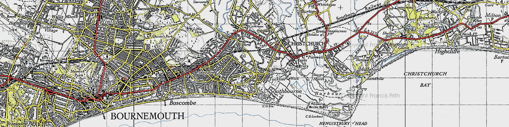 Old map of Tuckton in 1940