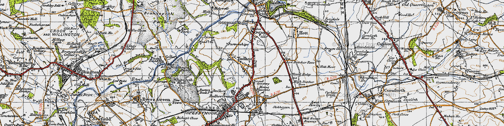 Old map of Tudhoe in 1947