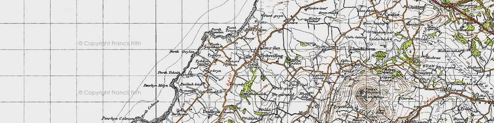 Old map of Tudweiliog in 1947