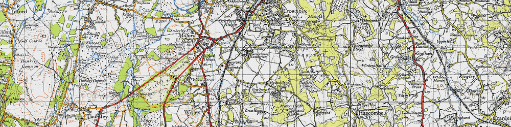 Old map of Tuesley in 1940