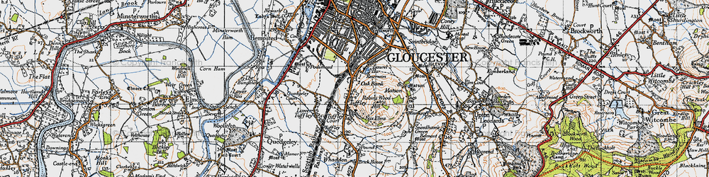 Old map of Tuffley in 1947