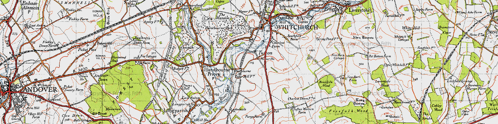 Old map of Tufton in 1945