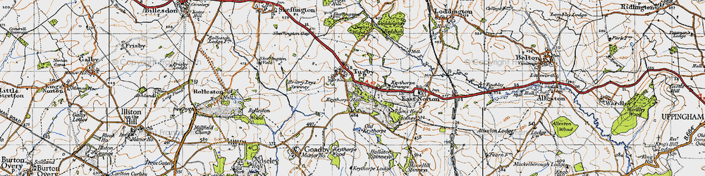 Old map of Tugby in 1946