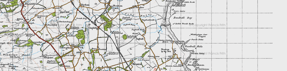 Old map of Brunton in 1947