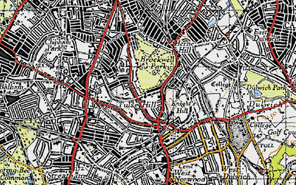 Old map of Tulse Hill in 1946