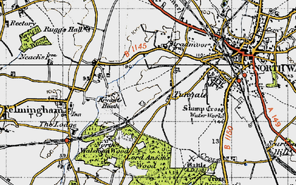 Old map of Tungate in 1945