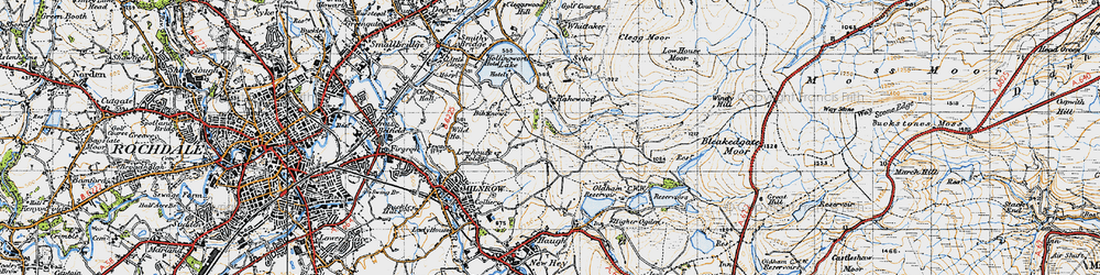 Old map of Tunshill in 1947