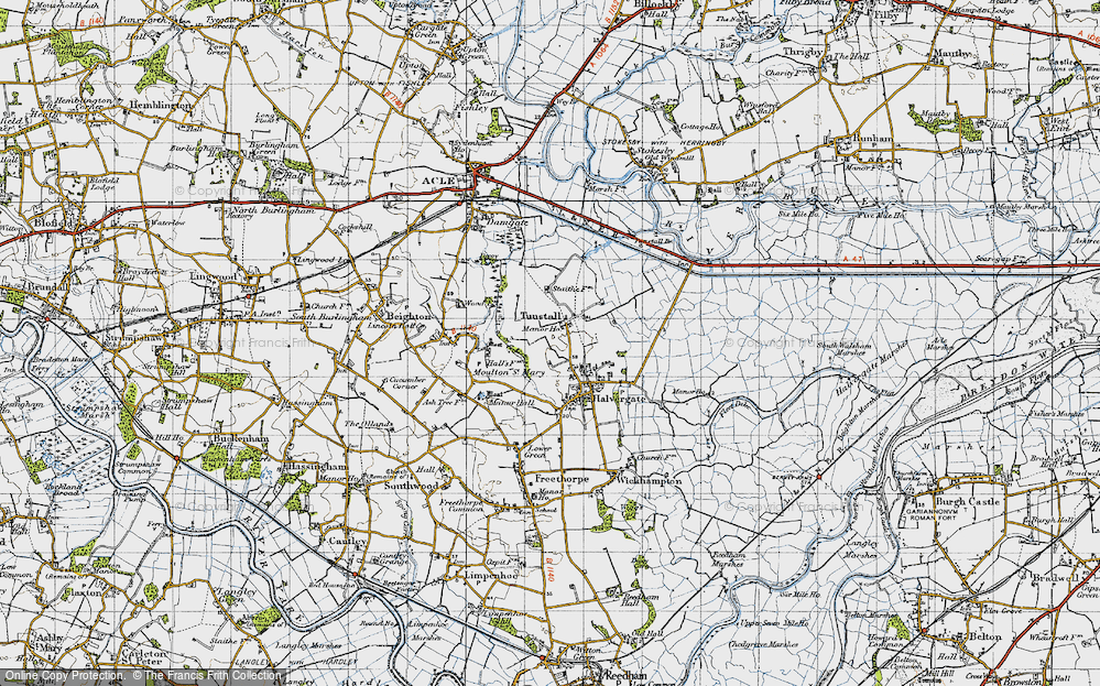 Old Map of Tunstall, 1945 in 1945