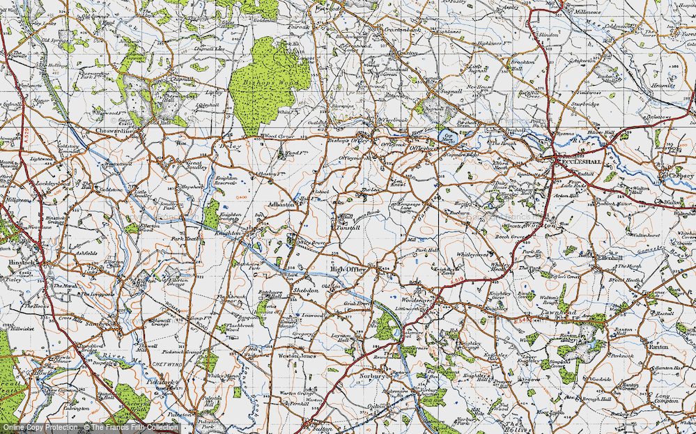 Old Map of Historic Map covering Lea, The in 1946